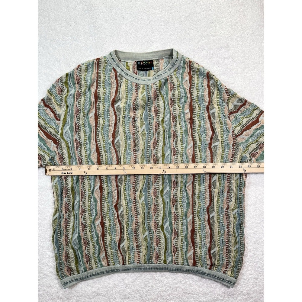 COOGI Women's 3D Cable Knit Crew Neck Size XL Sage Green Colorful 90's - Picture 7 of 13